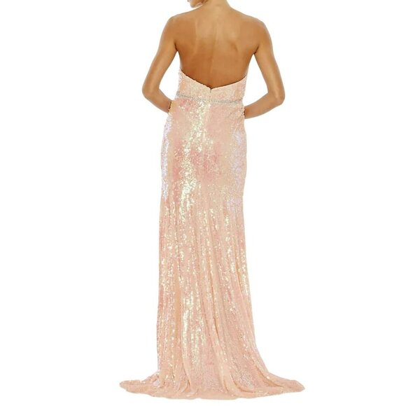 Mac Duggal Pink Sequins Maxi Dress Strapless Formal Gown Sz 10 NWT - Picture 2 of 7